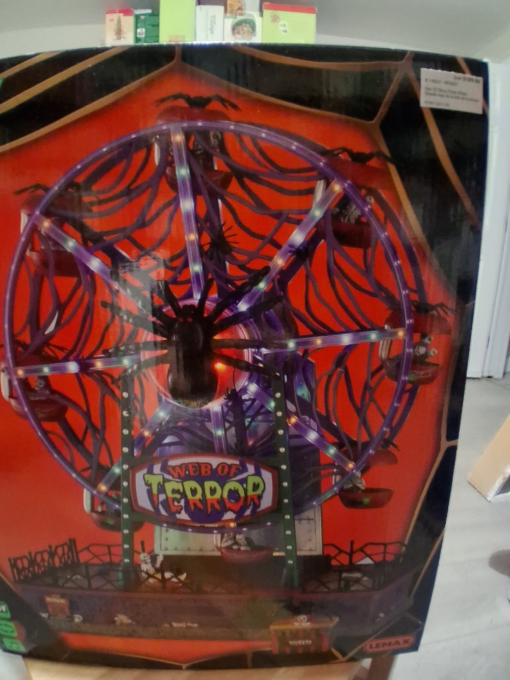 Lemax Purple Web of Terror Spinning Ferris Wheel with Red Accents